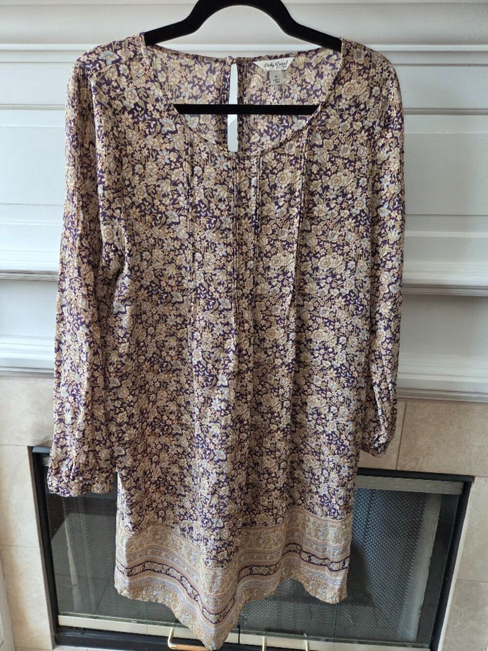 100% Silk Floral Boho Tunic Dress Lucky Brand Size S